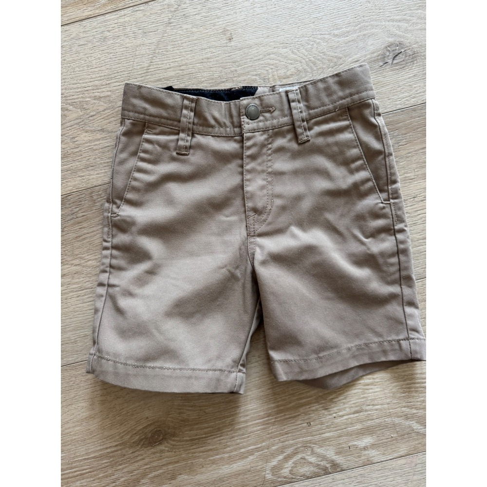 Volcom Boys Frickin Modern Stretch Chino Shorts Khaki Tan Size 3T Adjustable